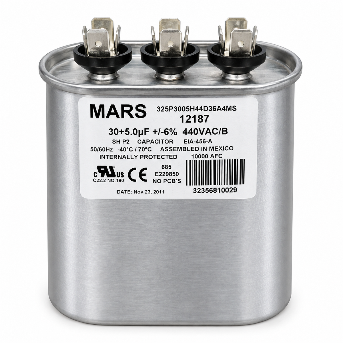 CAPACITOR 12187 30+5 MFD 440V MARS